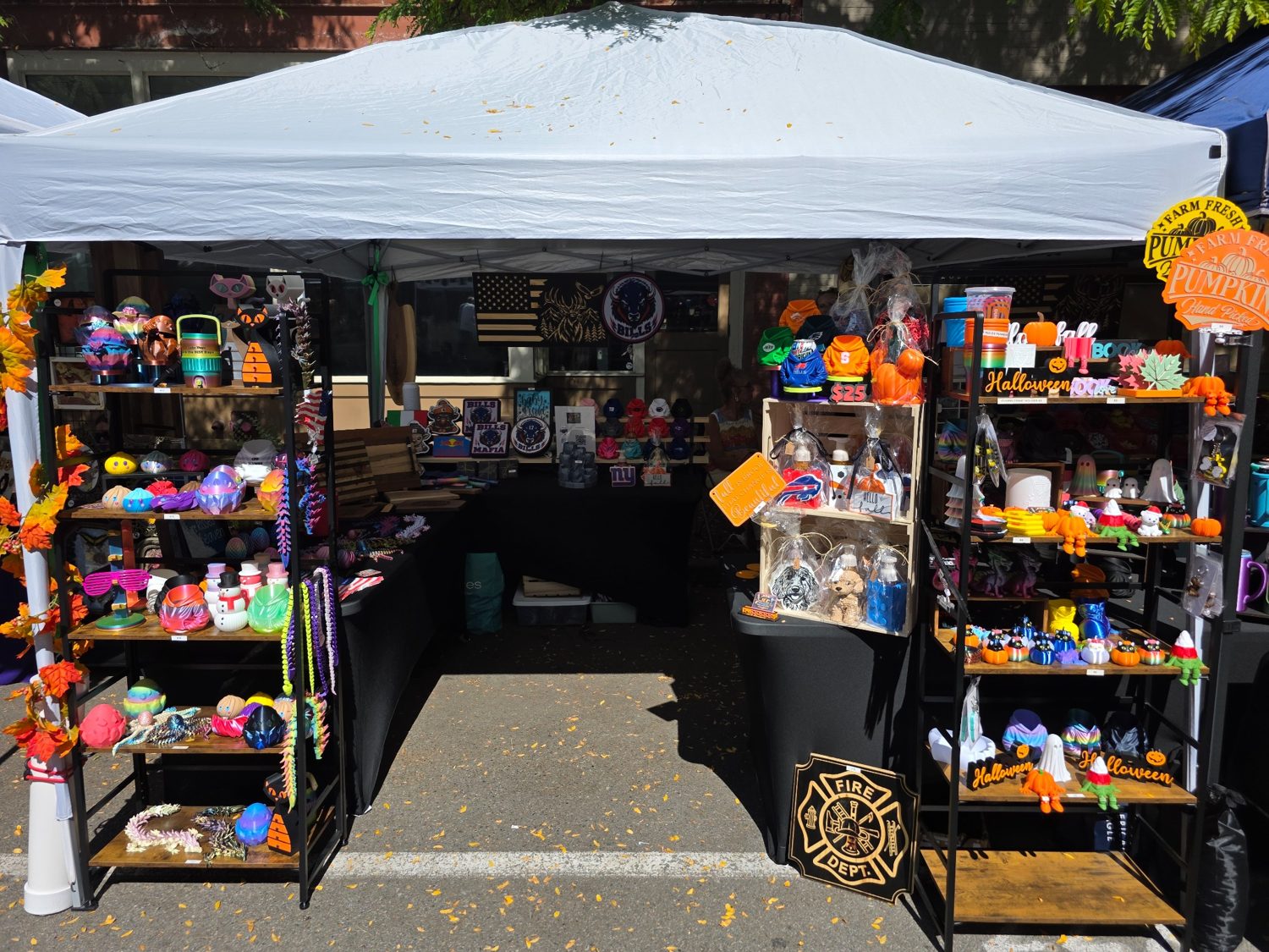 JLC Designs woodwork and 3D printed goods on display at a local market